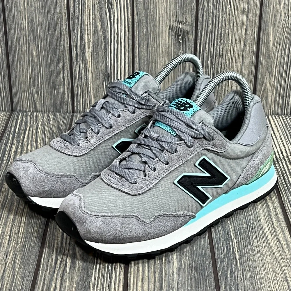 New Balance Sneakers Women 8 Gray Teal Suede Mesh‎ Retro Running Shoes WL515NBD